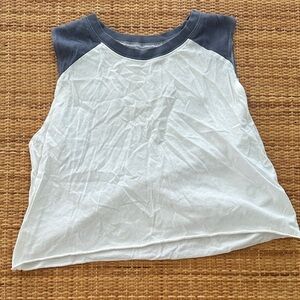 Hollister White Tank with Navy Raglan Trim
